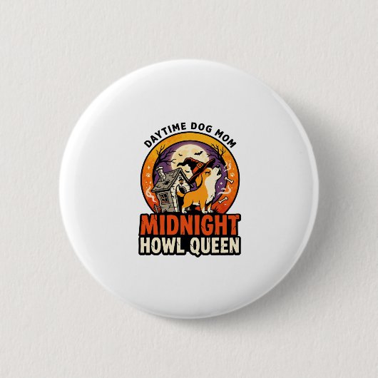 Halloween-Hund-Heul-Königin Button (Vorderseite)