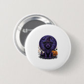 Halloween-Hund-Hexe-Kürbis-Vektor-Art Button (Vorne & Hinten)