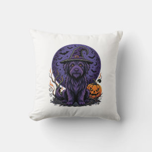 Halloween-Hund-Hexe-Kürbis-Vektor-Art Kissen