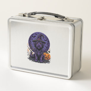 Halloween-Hund-Hexe-Kürbis-Vektor-Art Metall Brotdose