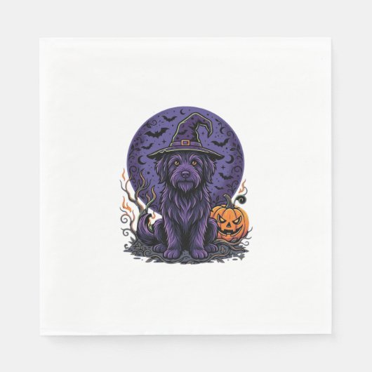 Halloween-Hund-Hexe-Kürbis-Vektor-Art Serviette (Vorderseite)