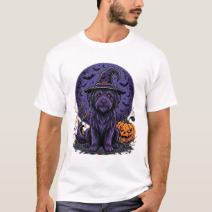 Halloween-Hund-Hexe-Kürbis-Vektor-Art T-Shirt