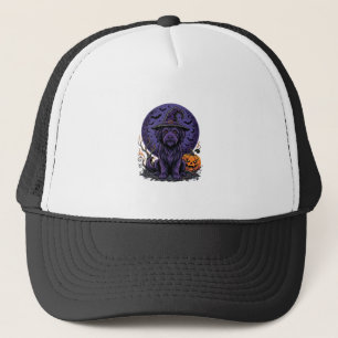 Halloween Hund Hexe Kürbis Vektorgrafik Truckerkappe