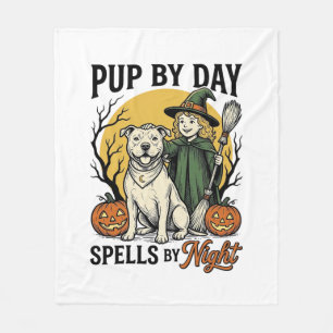 Halloween-Hund-Hexe-Shirt Vintage-Engraving Hausti Fleecedecke