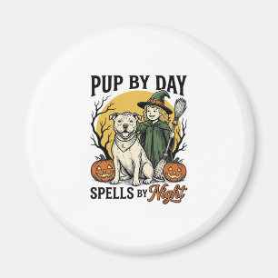 Halloween-Hund-Hexe-Shirt Vintage-Engraving Hausti Magnet