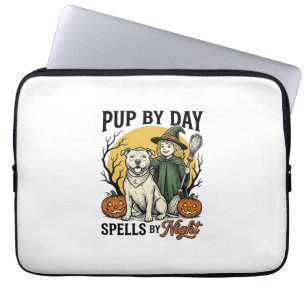 Halloween-Hund-Hexe-Shirt Vintage Gravur Haustier  Laptopschutzhülle