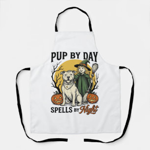 Halloween-Hund-Hexe-Shirt Vintage Gravur Haustier  Schürze