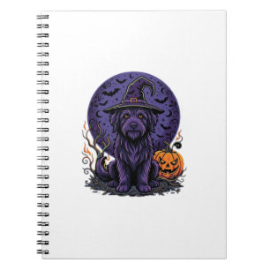 Halloween-Hund-Hexen-Kürbis-Vektorgrafik Notizblock