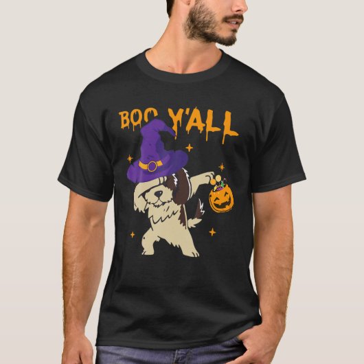 Halloween Hund Hexenhut Dabbing Pumpkins Tiere L T-Shirt (Vorderseite)