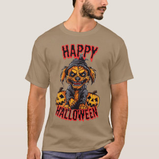 Halloween-Hund Kürbis frohes Halloween vintage T-Shirt