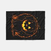 Halloween-Hund-Kürbis-Langarmshirt Fleecedecke (Vorderseite (Horizontal))