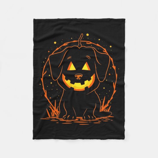Halloween-Hund-Kürbis-Langarmshirt Fleecedecke (Vorderseite)