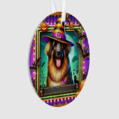 Halloween Hund mit Hexenhut Ornament (Vorderseite)