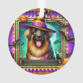Halloween Hund mit Hexenhut Ornament (Rückseite)