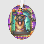 Halloween Hund mit Hexenhut Ornament (Vorderseite)