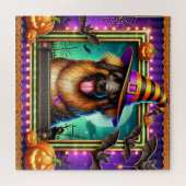 Halloween Hund mit Hexenhut Puzzle (Horizontal)