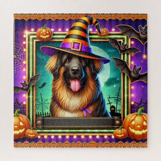 Halloween Hund mit Hexenhut Puzzle (Vertikal)