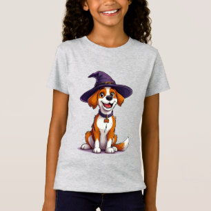 Halloween-Hund mit Hexenhut T-Shirt