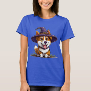 Halloween-Hund mit Hexenhut T-Shirt