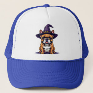 Halloween-Hund mit Hexenhut Truckerkappe