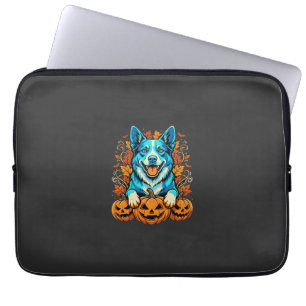 Halloween-Hund mit Jack-O-Lantern-Kürbissen_1 Laptopschutzhülle
