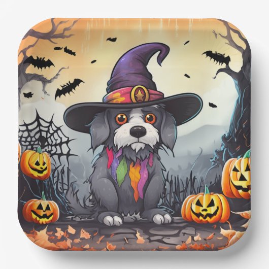 Halloween Hund Pappteller (Vorderseite)