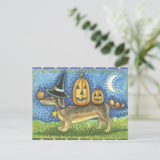 Halloween Hund Postkarte (Stehend Vorderseite)