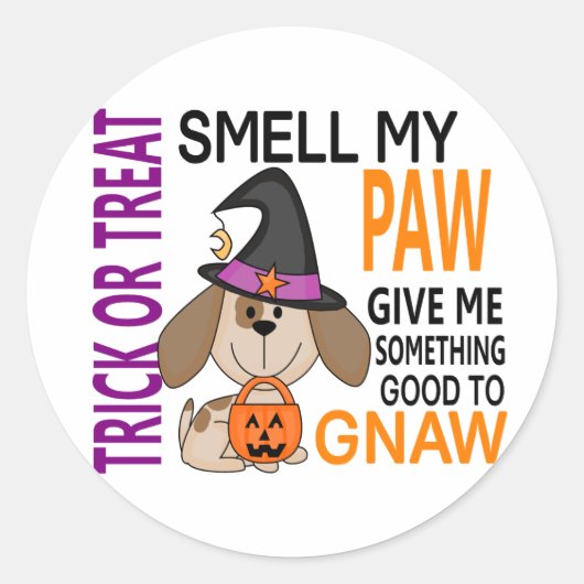 Halloween Hund riecht meine Paw 2 Runder Aufkleber (Vorderseite)