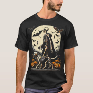 Halloween-Hund - Skelett gehendes skelettartiges L T-Shirt