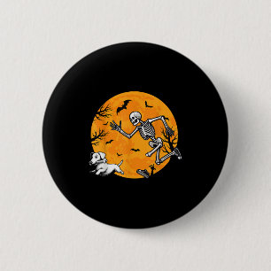 Halloween-Hund-Skelett jagt Hund Halloween-Dackel Button