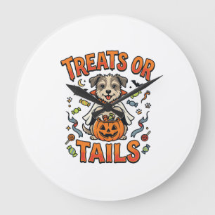 Halloween-Hund-Süßigkeiten-Unfug Große Wanduhr