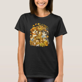 Halloween Hund und Katze bauen ein Waldtier auf T-Shirt
