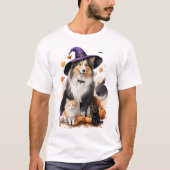 Halloween Hund und Pumpkin T-Shirt (Vorderseite)