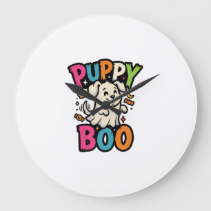 Halloween Hund Welpe Boo Große Wanduhr