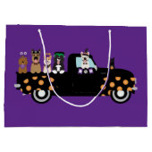 Halloween-Hunde in einem Lieferwagen Große Geschenktüte (Rückseite)