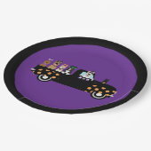Halloween-Hunde in einem Lieferwagen Pappteller (Schrägansicht)