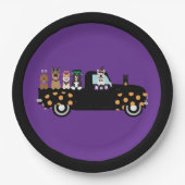 Halloween-Hunde in einem Lieferwagen Pappteller (Vorderseite)
