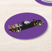 Halloween-Hunde in einem Lieferwagen Runder Pappuntersetzer (Angewinkelt)