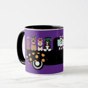 Halloween-Hunde in einem Lieferwagen Tasse