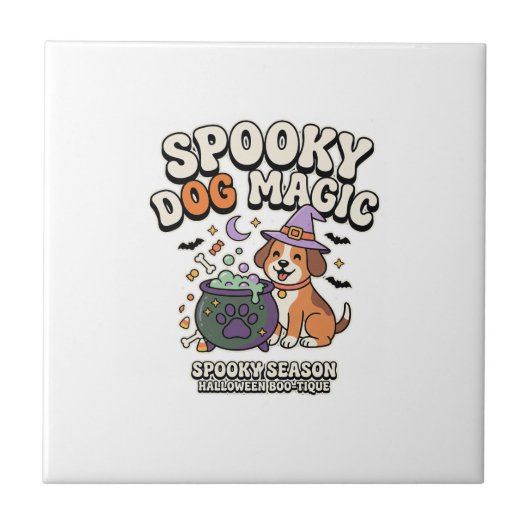 Halloween-Hunde-Magie-Vibes Fliese (Vorderseite)