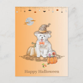 Halloween-Hunde mit Halloween Candy Card Feiertagspostkarte