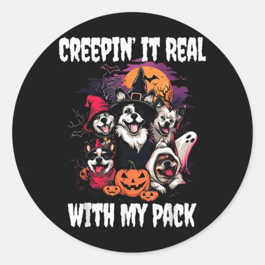 Halloween-Hunde Runder Aufkleber (Vorderseite)