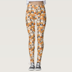 Halloween-Hunde - Süße Hunderassen mit Kürbis 2 Leggings