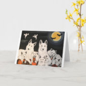 Halloween-Hundefamilie Karte (Gelbe Blume)