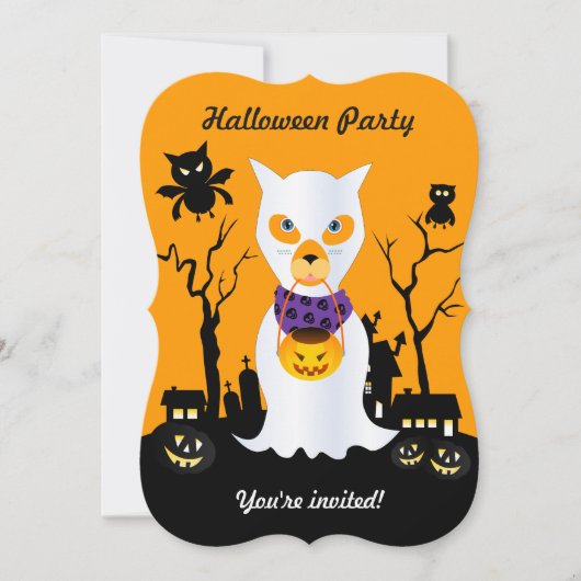 Halloween-Hundekind macht Trick oder behandelt Einladung (Vorderseite)