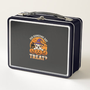 Halloween-Hundelecker Bulldogge Kürbis Design Metall Brotdose
