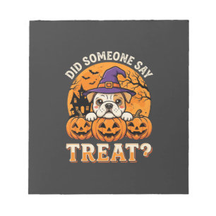 Halloween-Hundelecker Bulldogge Kürbis Design Notizblock