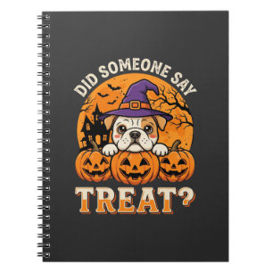 Halloween-Hundelecker Bulldogge Kürbis Design Notizblock