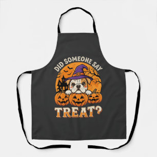 Halloween-Hundelecker Bulldogge Kürbis Design Schürze