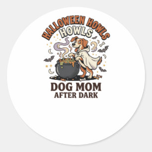 Halloween-Hundemutter nach Einbruch der Dunkelheit Runder Aufkleber